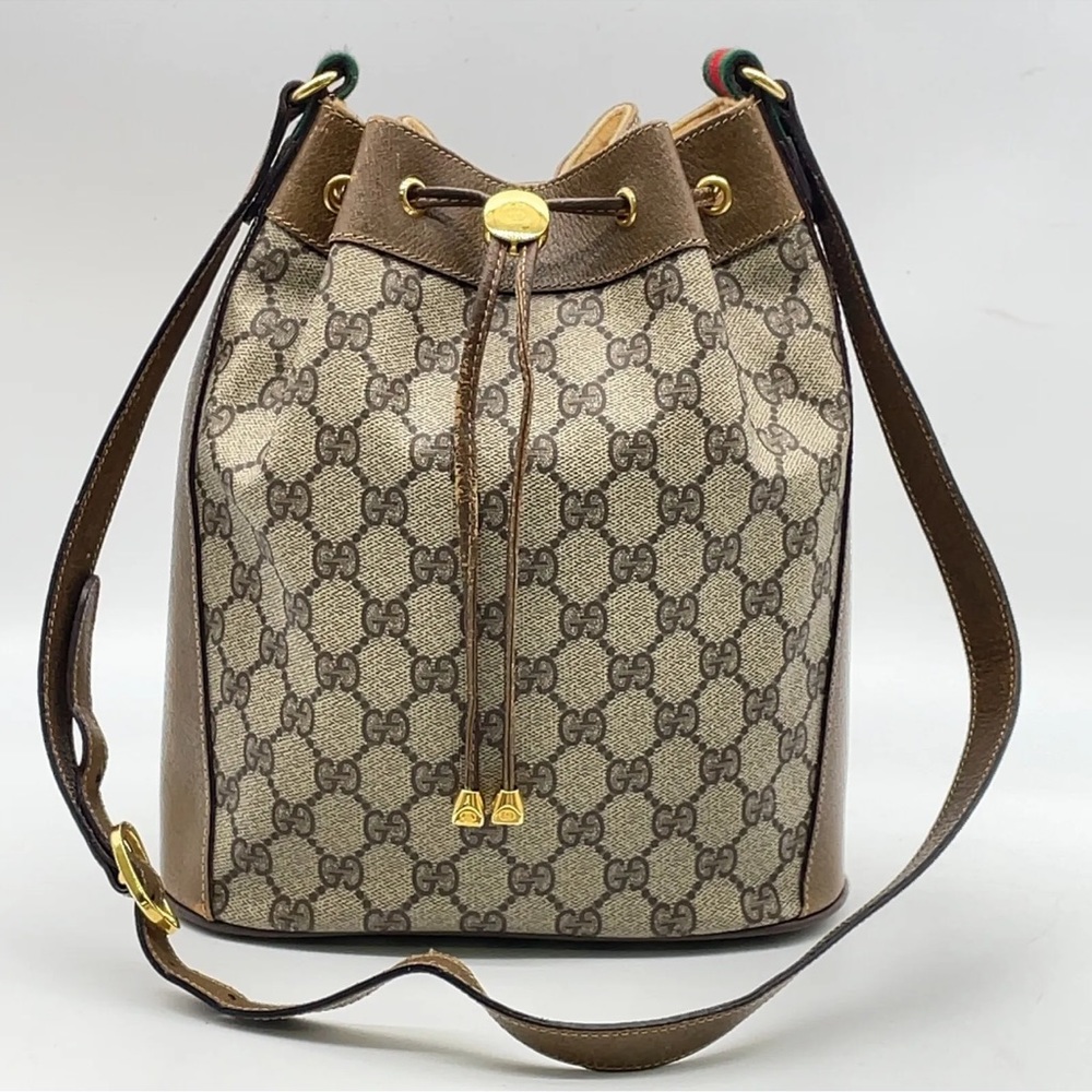 Gucci Tan and Gold Monogram Shoulder Bag
